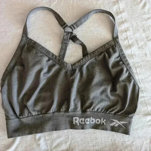 Reebok Gray/Blue Crossback Sport Bra Set L